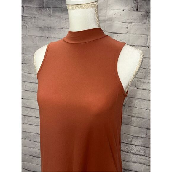 Pink Rose Mock Neck Sleeveless Swing Dress - Picture 4 of 4